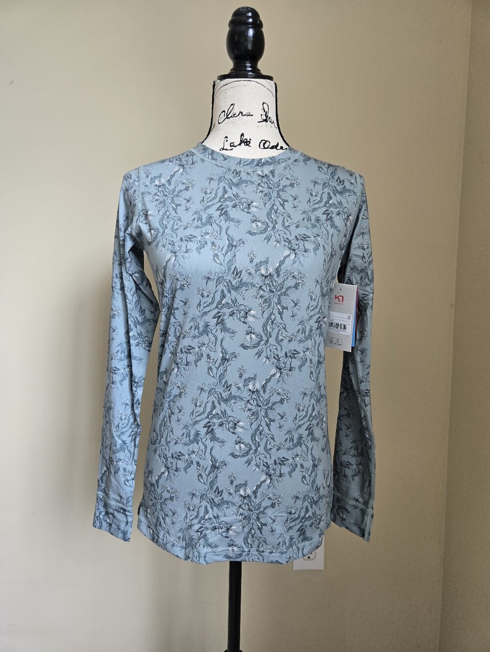Kari Traa Fryd Base Layer Top Womens M Sage Green Floral